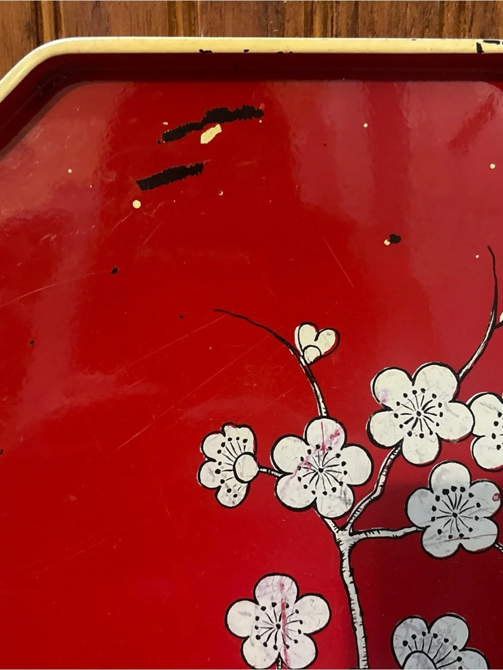 Red Floral Octagonal Wall Tray - Brand